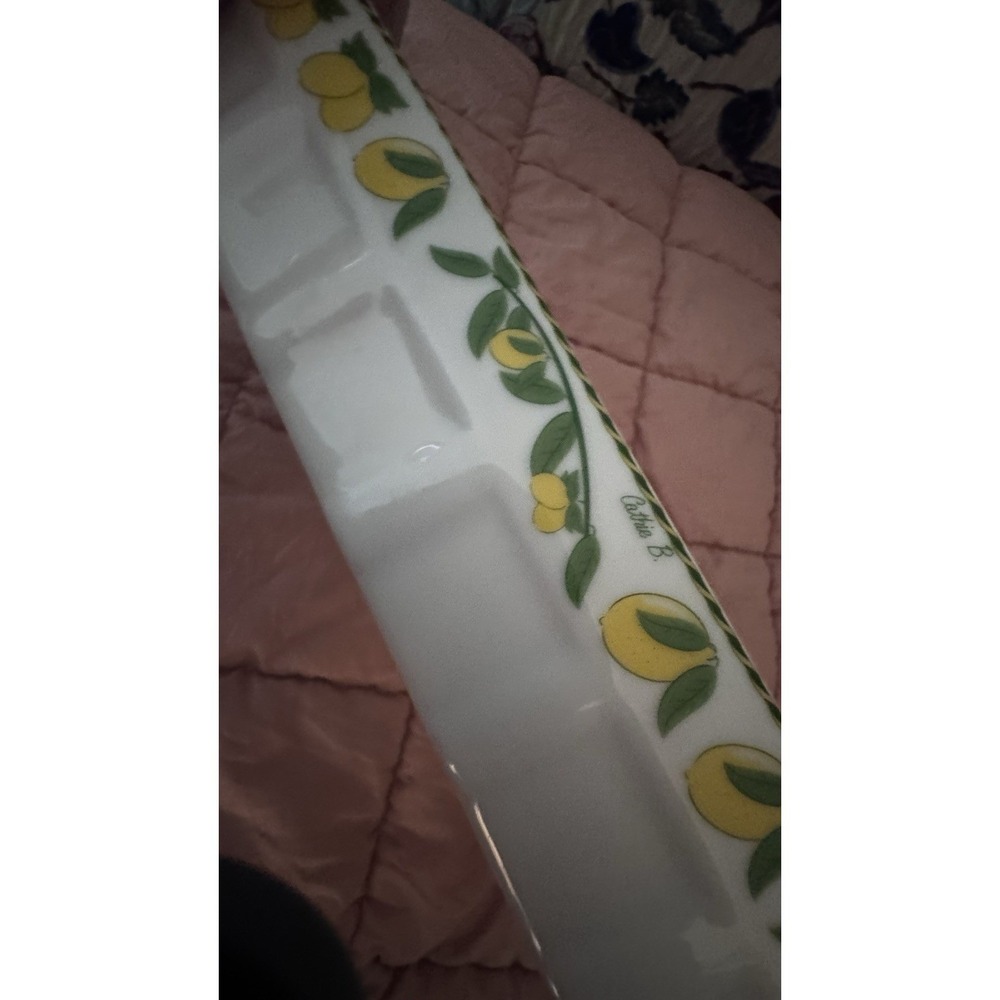 Vtg Porcelaine du Reussy France Lemon Baking Dish Cathie B Citrus Rectangular